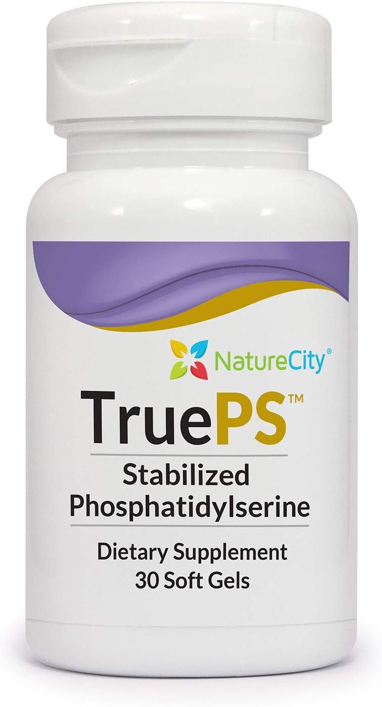 NatureCity True-PS Soy Free Stabilized Phosphatidylserine 100mg Brain Supplements for Memory and Focus - Memory Pills for Brain - Brain Health Supplements for Adults (30 SoftGels)