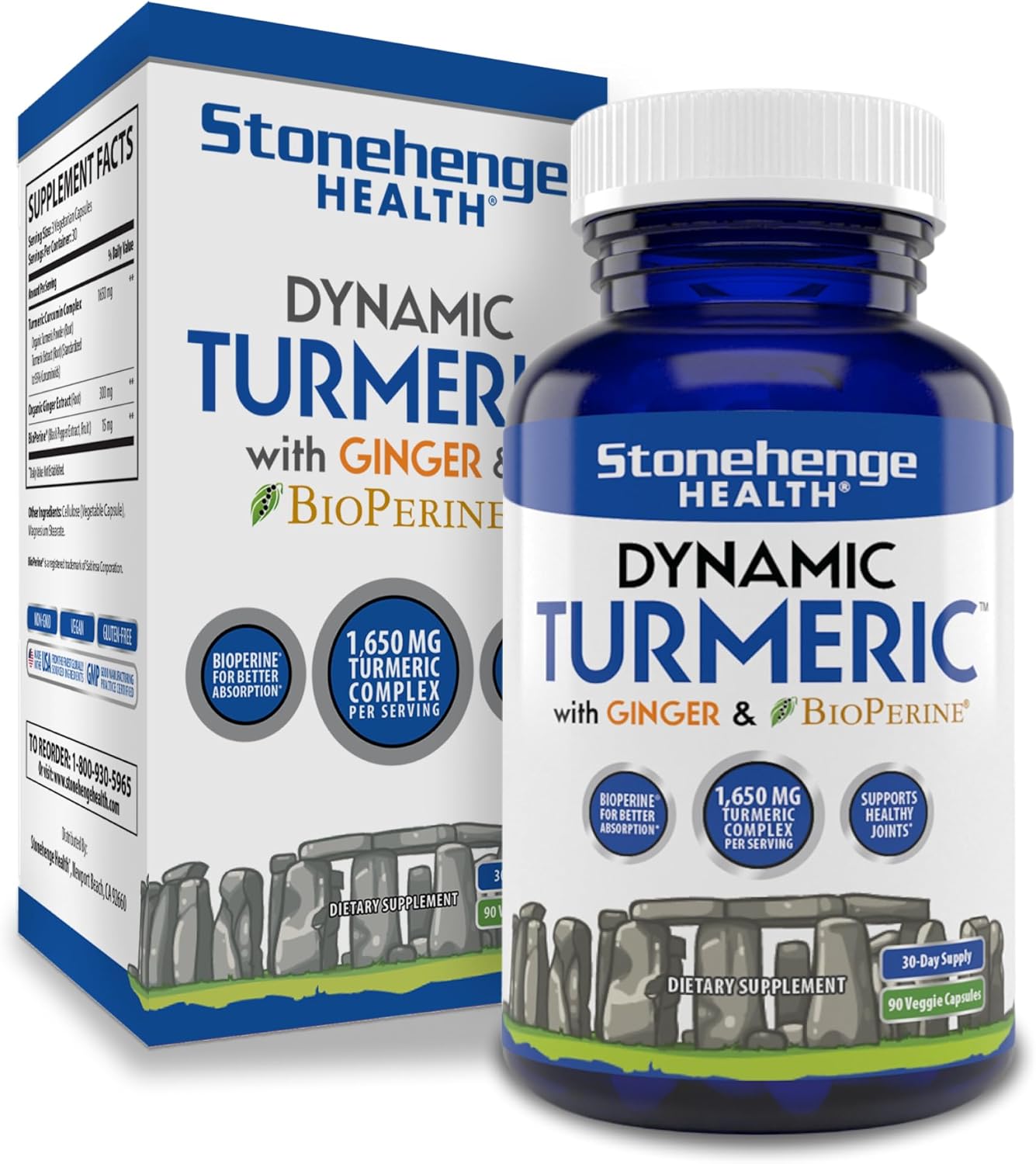 Stonehenge Health Dynamic Biotics Probiotic, Dynamic Brain, Dynamic Turmeric: Energy, Joints, Digestion, Cognitive Support, Memory, Focus, and Clarity