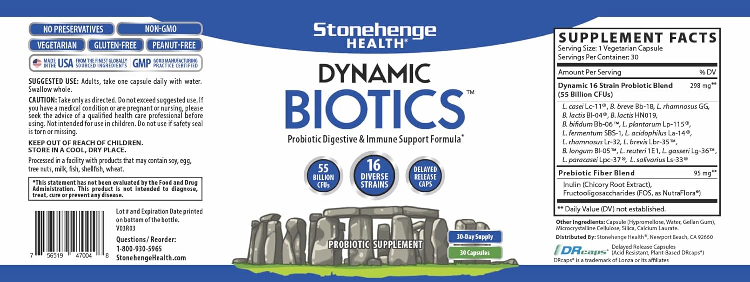 Stonehenge Health Dynamic Biotics Probiotic, Dynamic Brain, Dynamic Turmeric: Energy, Joints, Digestion, Cognitive Support, Memory, Focus, and Clarity