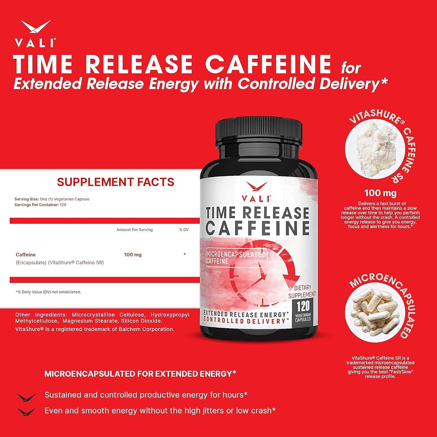 VALI Time Release Caffeine Neuro Force Bundle - Smart Slow Release Caffeine for Extended Energy, Focus  Alertness and Nootropic Brain Booster Supplement for Focus, Memory, Clarity  Energy