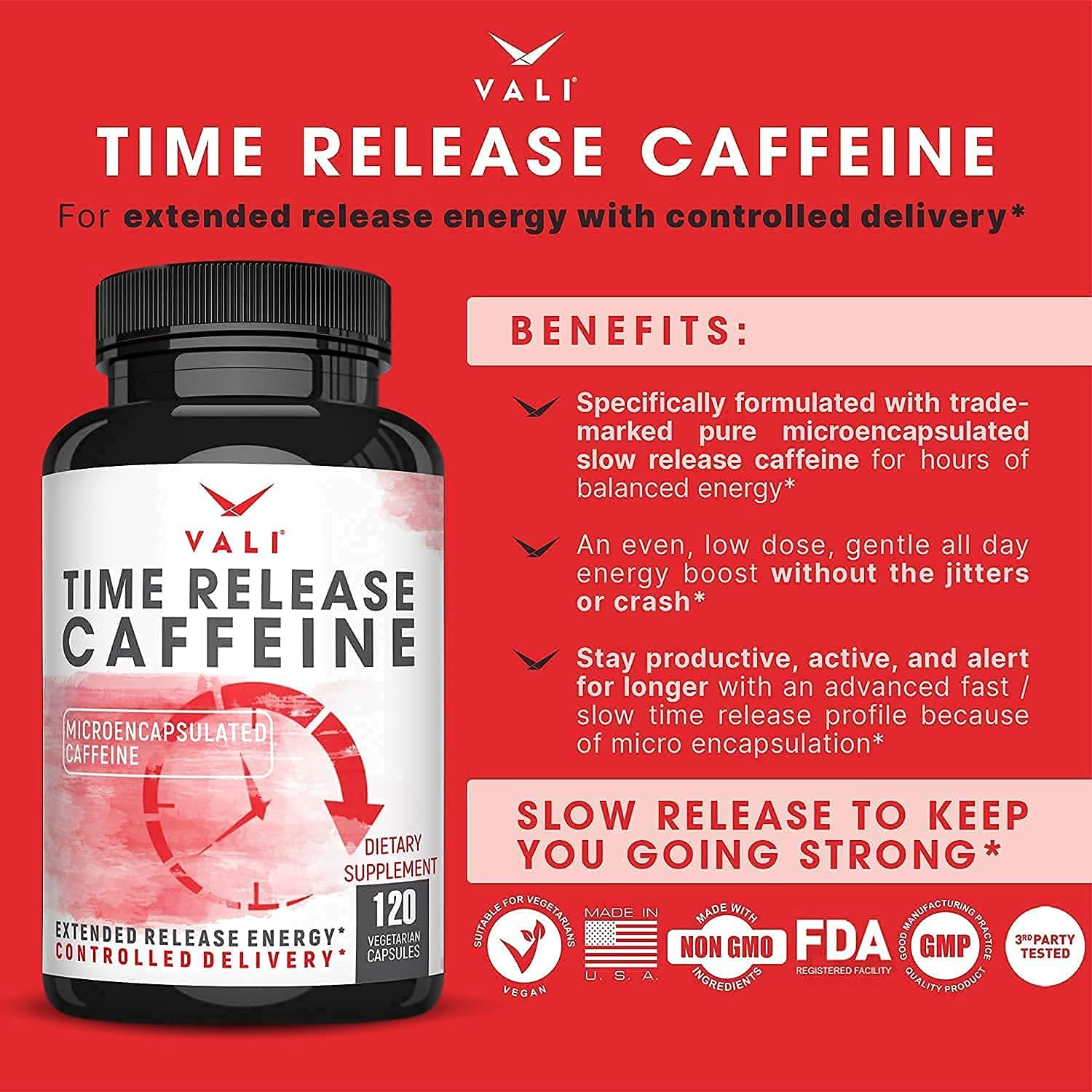 VALI Time Release Caffeine Neuro Force Bundle - Smart Slow Release Caffeine for Extended Energy, Focus  Alertness and Nootropic Brain Booster Supplement for Focus, Memory, Clarity  Energy