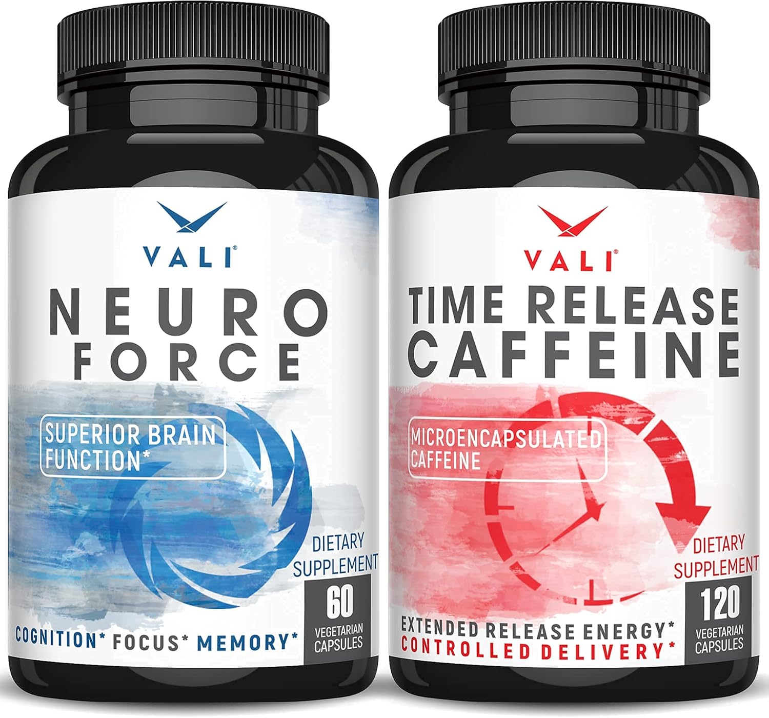 VALI Time Release Caffeine Neuro Force Bundle - Smart Slow Release Caffeine for Extended Energy, Focus  Alertness and Nootropic Brain Booster Supplement for Focus, Memory, Clarity  Energy