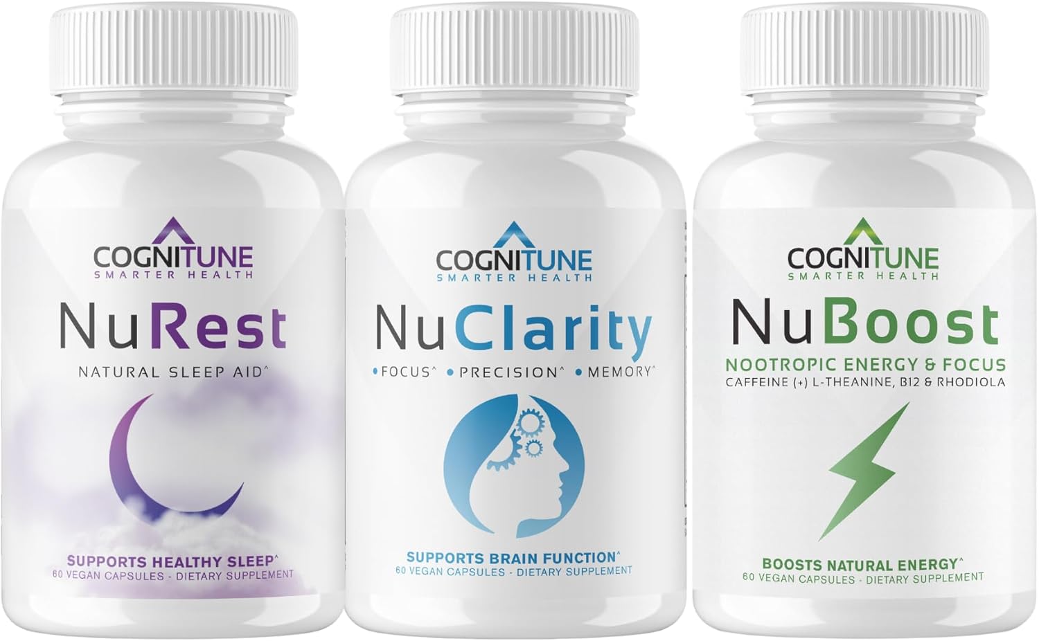 CogniTune NuClarity, NuBoost, and NuRest Nootropic Stack Bundle