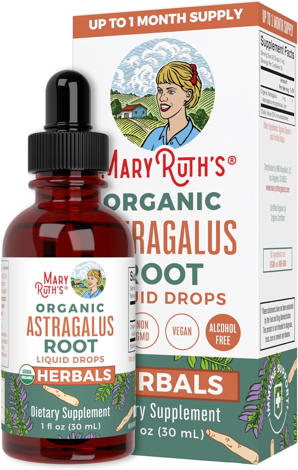 MaryRuth Organics USDA Organic Astragalus Root Liquid Drops  USDA Organic Adults Adrenal  Focus Support Bundle, Immune Support, Focus,  Cardiovascular Support, Ginkgo Biloba, Brain  Memory Drops