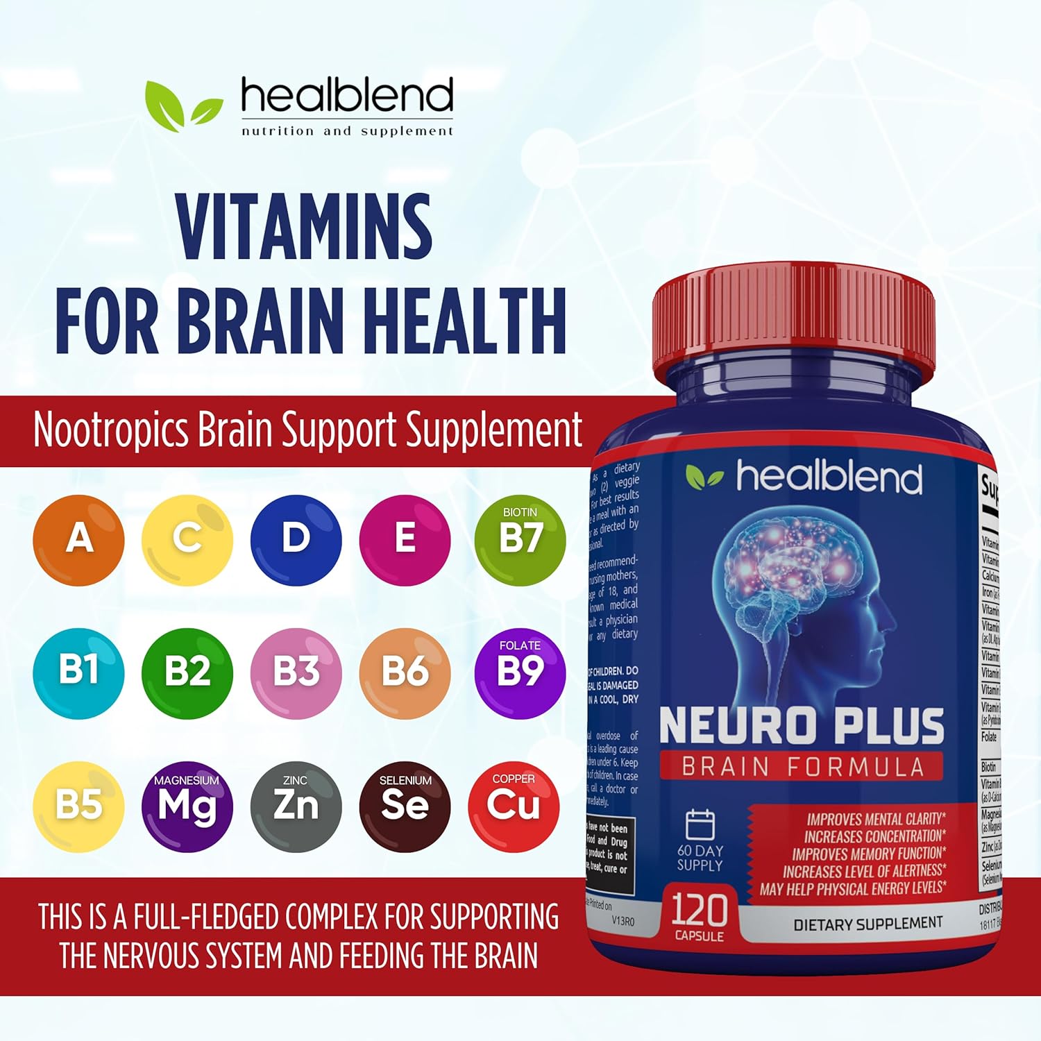 Neuro Plus Brain  Focus Formula - Brain Booster Supplement with Immune Support Capsules Elderberry with Olive Leaf, Echinacea, Ginger, Chaga  Turmeric Blend and Lions Mane Mushroom Complex