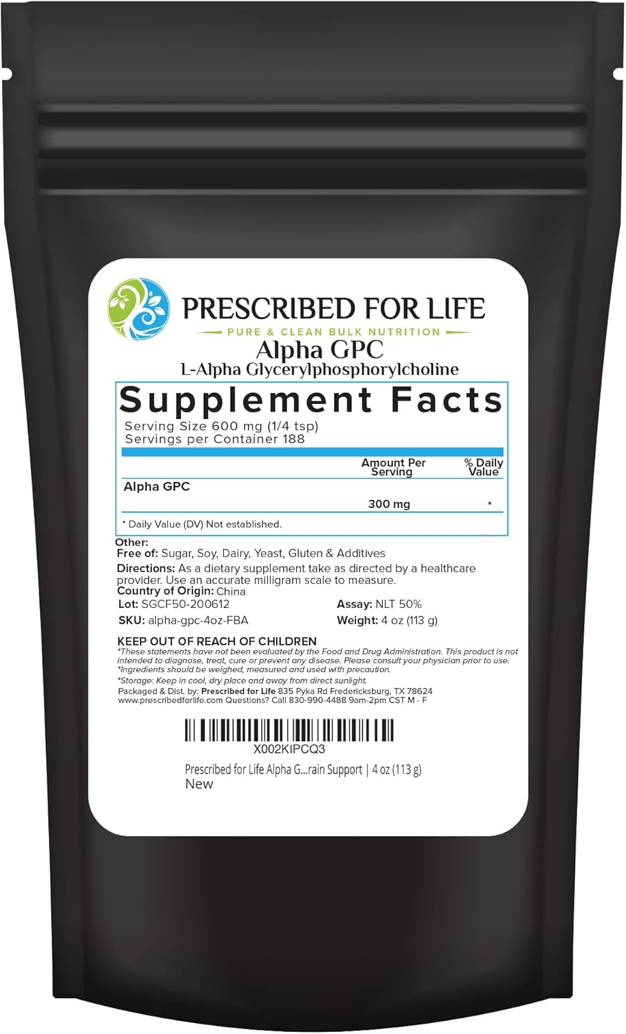 Prescribed For Life Alpha GPC Powder Review