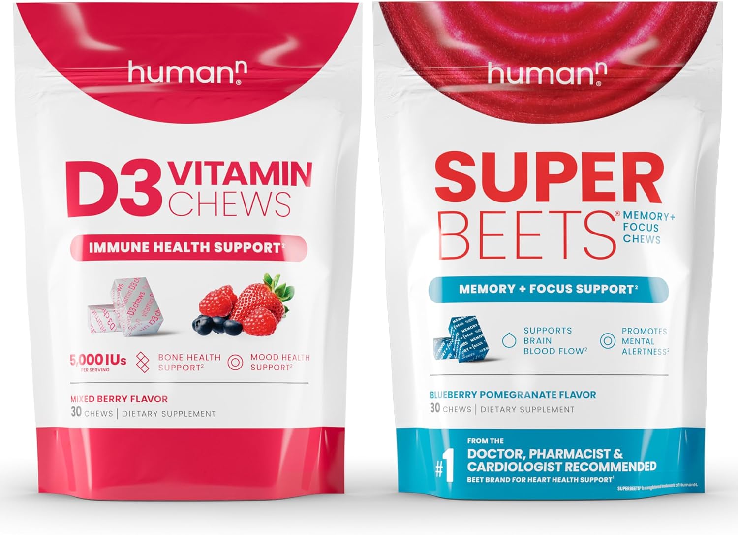 HumanN SuperBeets Memory + Focus  D3 Chews