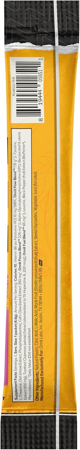 ONNIT Alpha Brain Instant Peach Flavor - Nootropic Brain Booster Memory Supplement - for Focus, Energy  Clarity - Alpha GPC Choline, Cats Claw, L-Theanine, Bacopa - 30ct