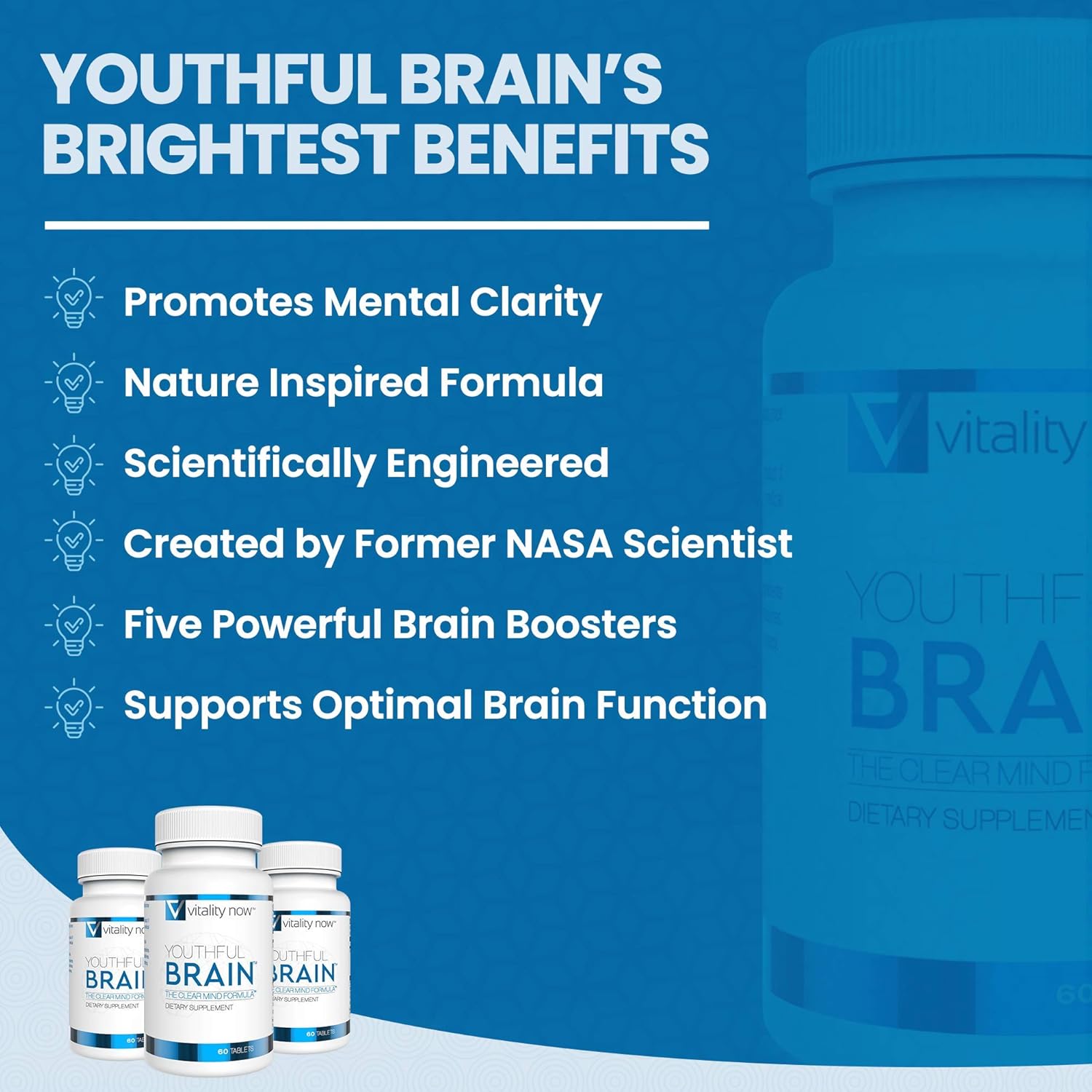 Youthful Brain 2 Bottle Bundle - Memory  Brain Health Support Supplement - Brain Booster Clarity with Bacopa Monnieri, Ginkgo Biloba, B12-60-Day Supply (120 Count)