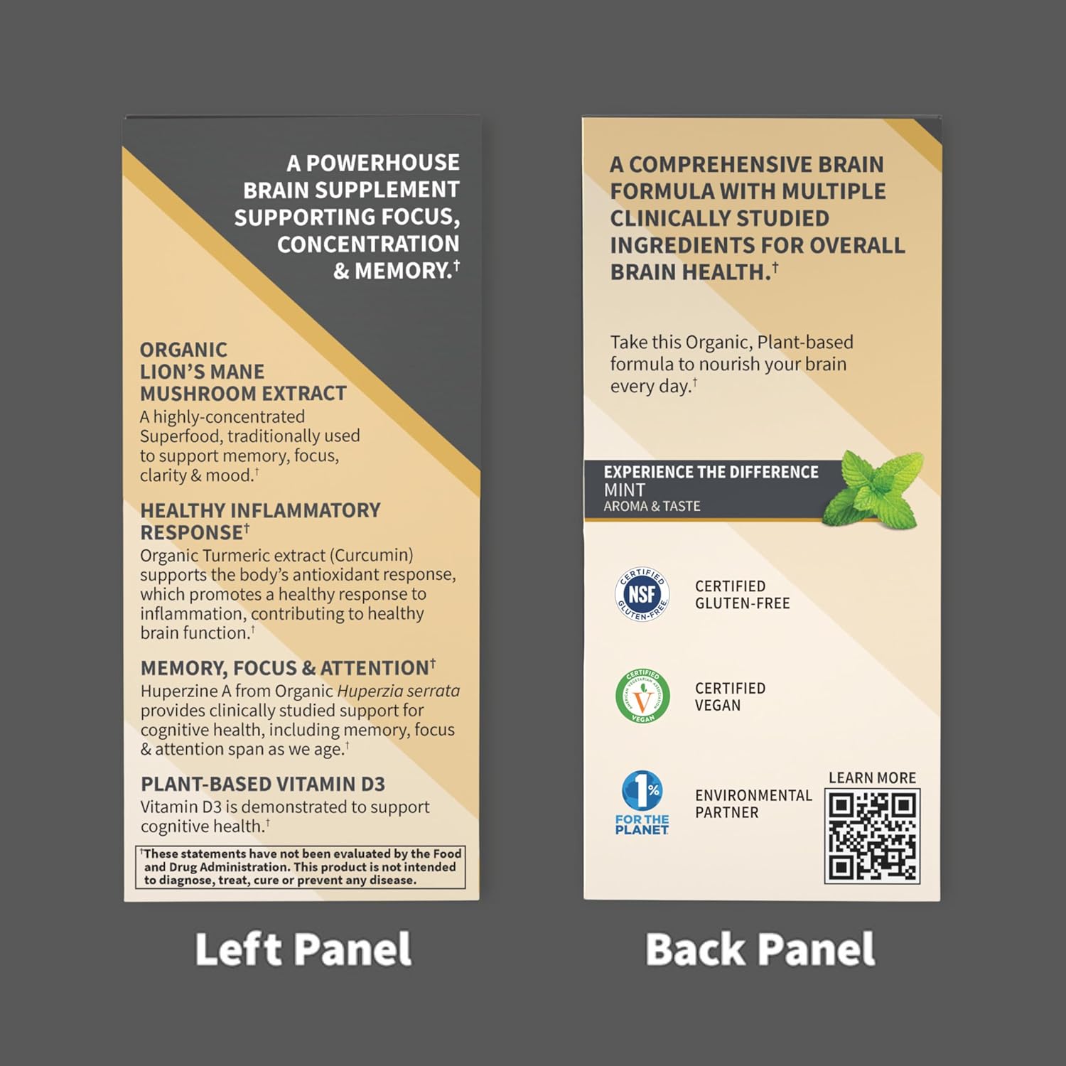 Garden of Life Brain Health Supplement with Organic Lion’s Mane  Turmeric, Non-GMO, Gluten-Free, Mint Flavor - for Memory, Focus  Healthy Brain Function