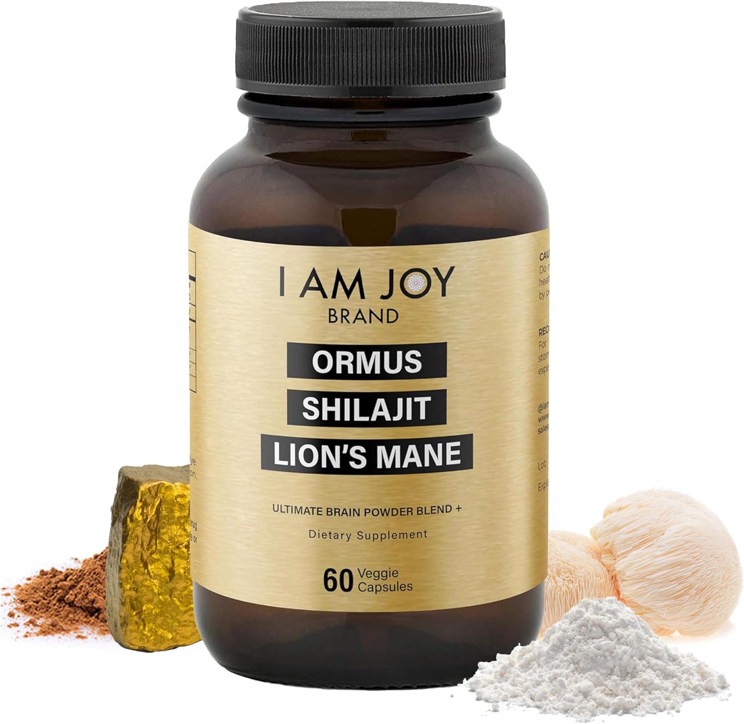 I Am Joy co. Ormus Shilajit Lion’s Mane – Ultimate Brain Power! Monoatomic 24k Gold – The Only Blend of Its Kind for Energy, Memory, & Focus – 60 Vegan Capsules