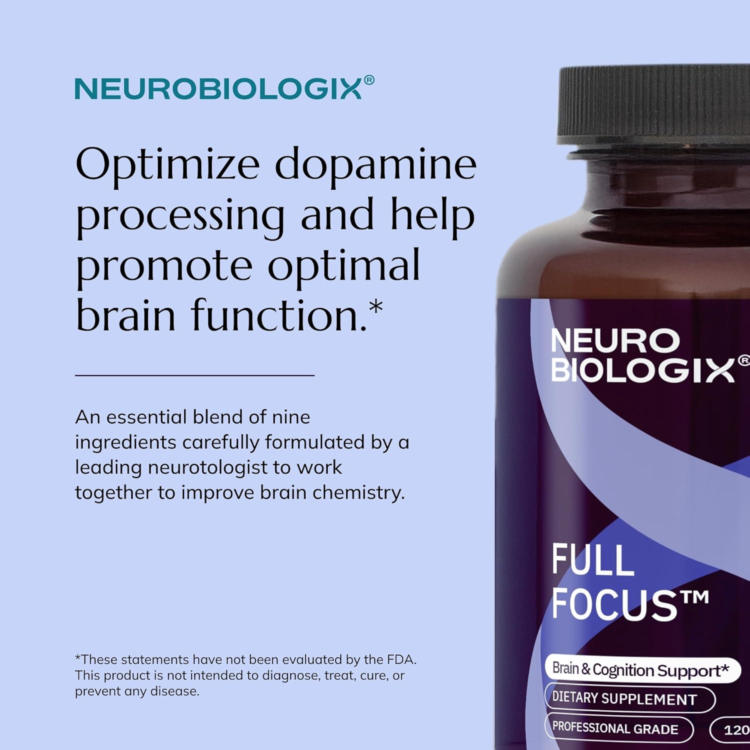 Neurobiologix Full Focus for Men  Women, Brain  Mood Support Supplement, Promotes Focus, Memory  Cognitive Function, with Green Coffee Bean, Bacopa, Magnesium  SAM-E, Gluten Free, Capsules