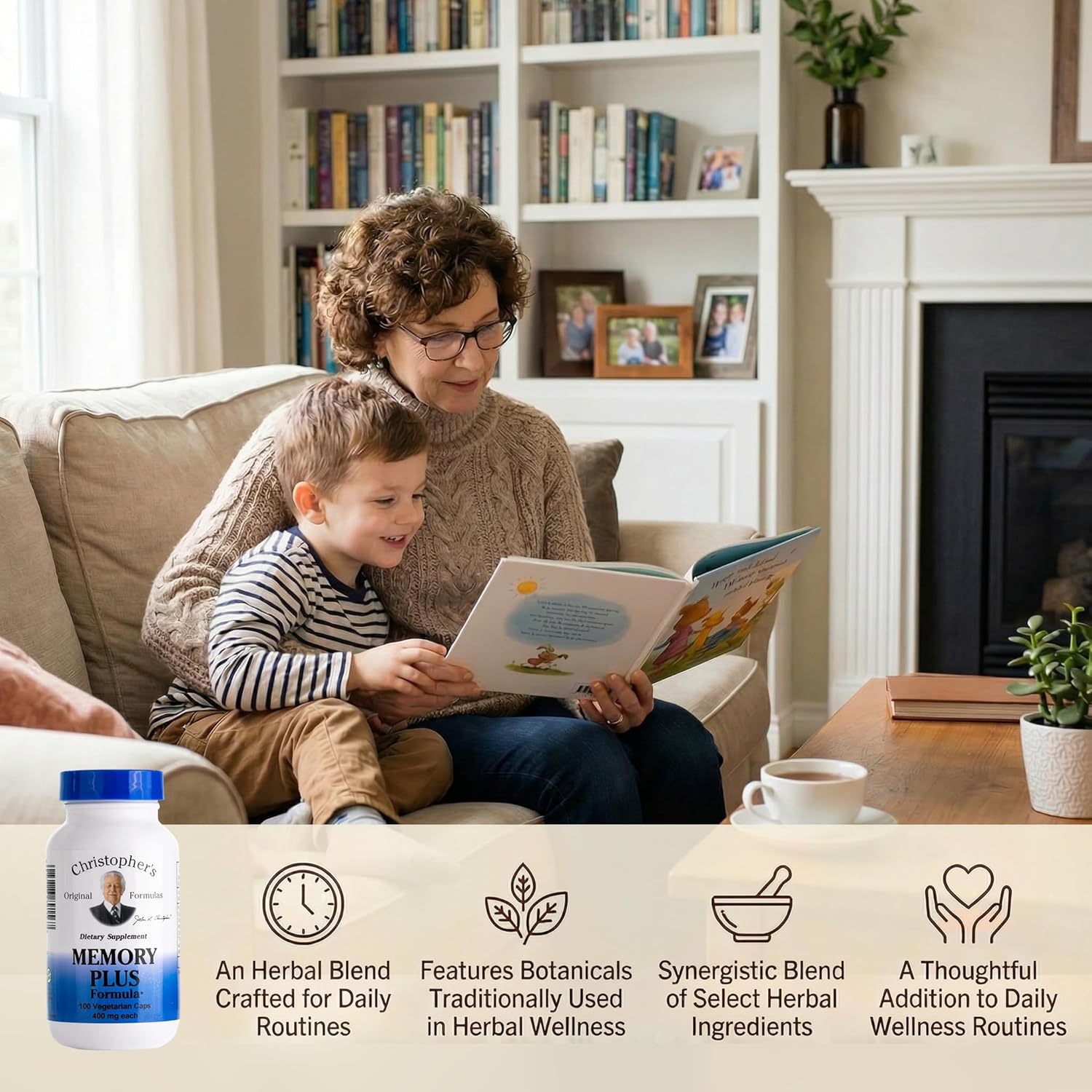 Christophers Original Formulas Memory Plus Herbal Blend - Brain Supplements for Memory  Focus - Supports Cognitive Function, Energy,  Alertness
