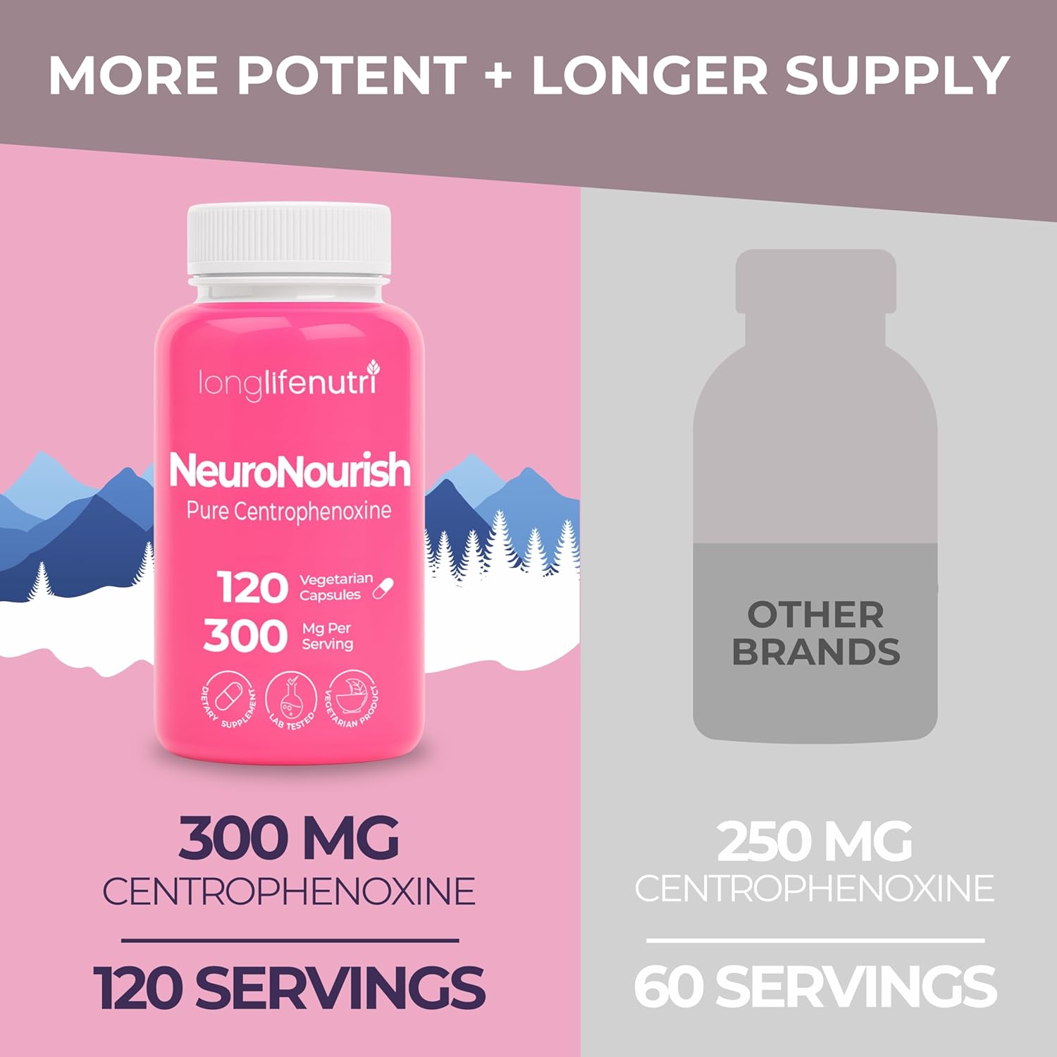 NeuroNourish (Centrophenoxine) 300mg – 120 Vegetarian Capsules, 4-Month Supply, Natural Nootropic for Strengthening Memory, Focus, & Cognitive Function, GMP Certified, Made in USA