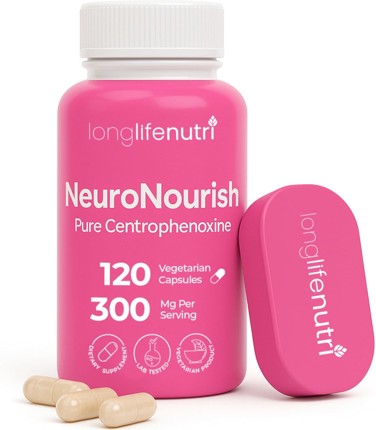 NeuroNourish (Centrophenoxine) 300mg - Vegetarian Capsules, 4-Month Supply, Natural Nootropic for Strengthening Memory, Focus,  Cognitive Function, GMP Certified, Made in USA