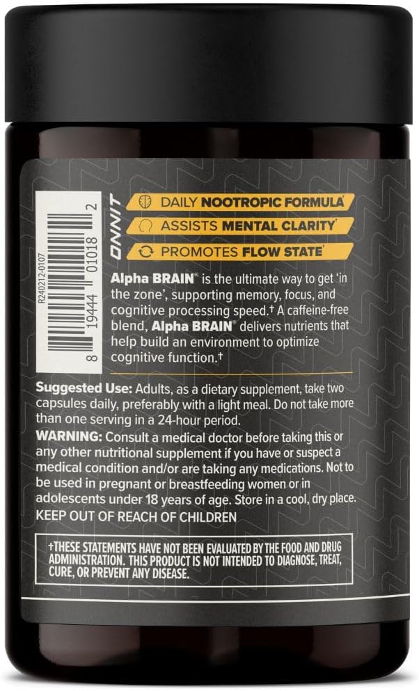 ONNIT Alpha Brain Nootropic Capsules for Men Women, IGEN Non-GMO Tested Memory, Focus Mental Clarity, with L-Theanine and Vitamin B6, Count Each, Pack of (360 Capsules) ONNIT Alpha Brain Nootropic Capsules for Men Women, IGEN Non-GMO Tested Memory, Focus Mental Clarity, with L-Theanine and Vitamin B6, Count Each, Pack of (360 Capsules)