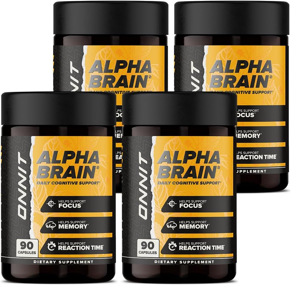 ONNIT Alpha Brain Nootropic Capsules for Men Women, IGEN Non-GMO Tested Memory, Focus Mental Clarity, with L-Theanine and Vitamin B6, Count Each, Pack of (360 Capsules) ONNIT Alpha Brain Nootropic Capsules for Men Women, IGEN Non-GMO Tested Memory, Focus Mental Clarity, with L-Theanine and Vitamin B6, Count Each, Pack of (360 Capsules)