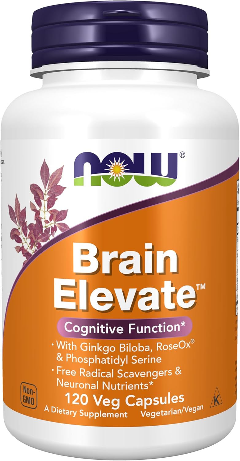 NOW Foods Supplements, Brain Elevate™, Featuring Ginkgo Biloba, RoseOx® and Phosphatidyl Serine, Veg Capsules