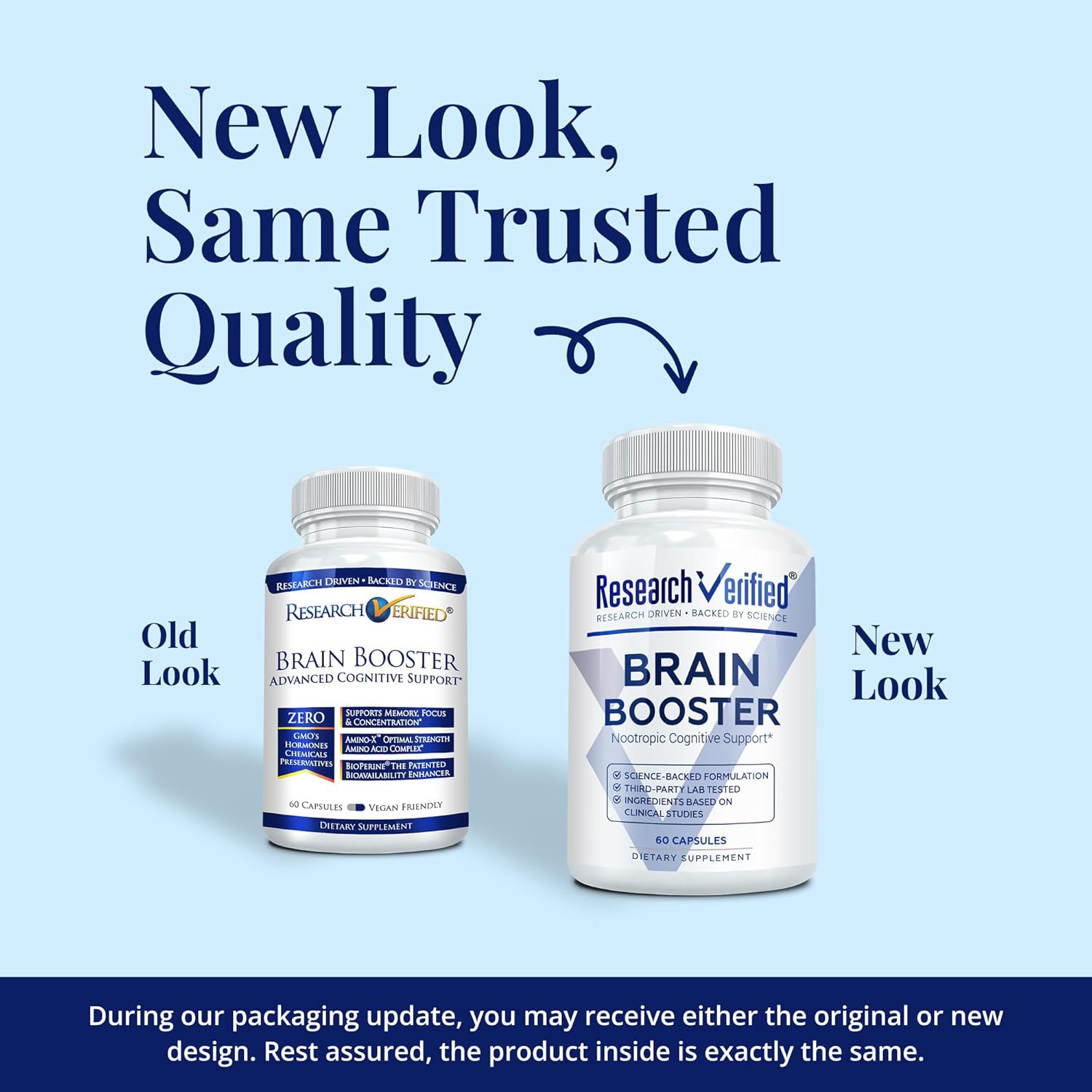 Research Verified Brain Booster - Brain Supplement for Memory and Focus, Nootropic Supplement for Cognitive Support - Vegan Capsules - Month Supply