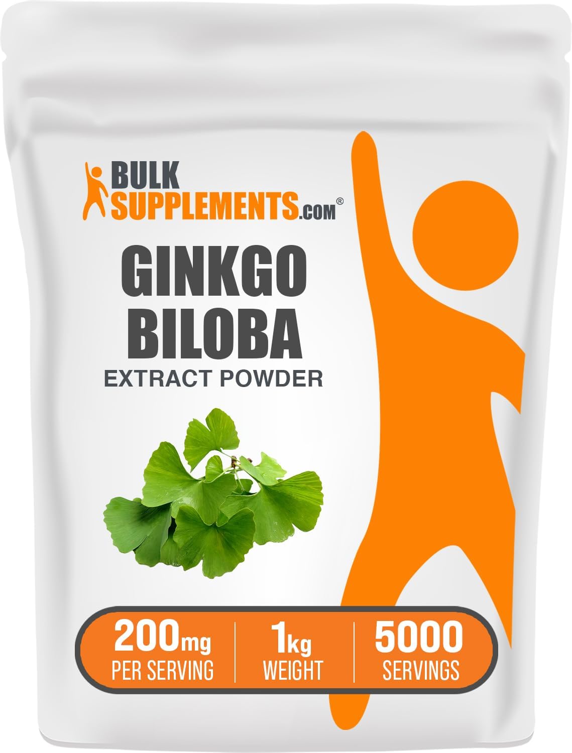 BulkSupplements.com Ginkgo Biloba Extract Powder – from Ginkgo Biloba Leaf, Antioxidant Source, Herbal Supplement – Gluten Free, 200mg per Serving, 1kg (2.2 lbs) (Pack of 1)