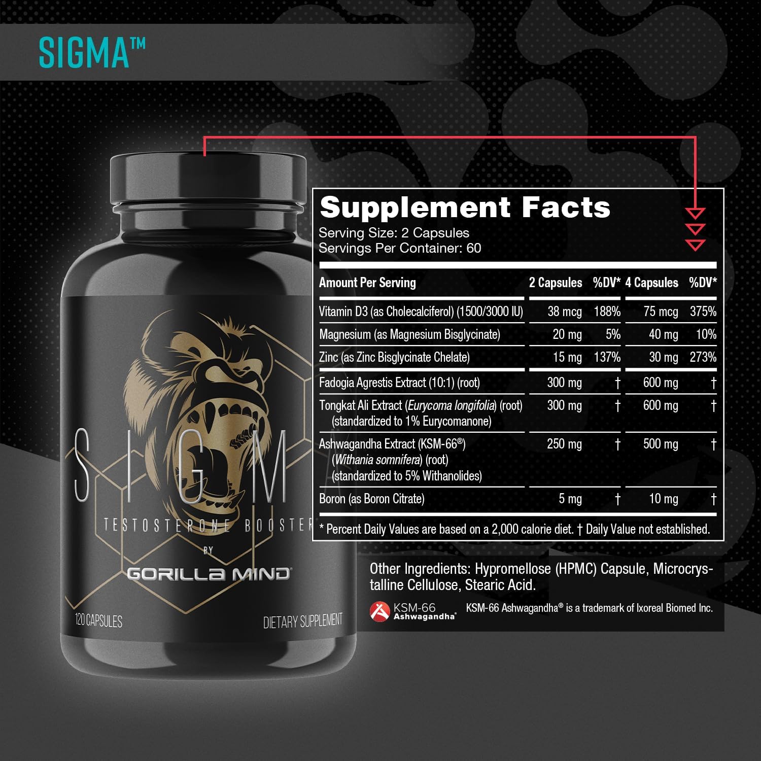 Gorilla Mind Sigma Testosterone Booster (120 Capsules) Gorilla Mind Sigma Testosterone Booster (120 Capsules)