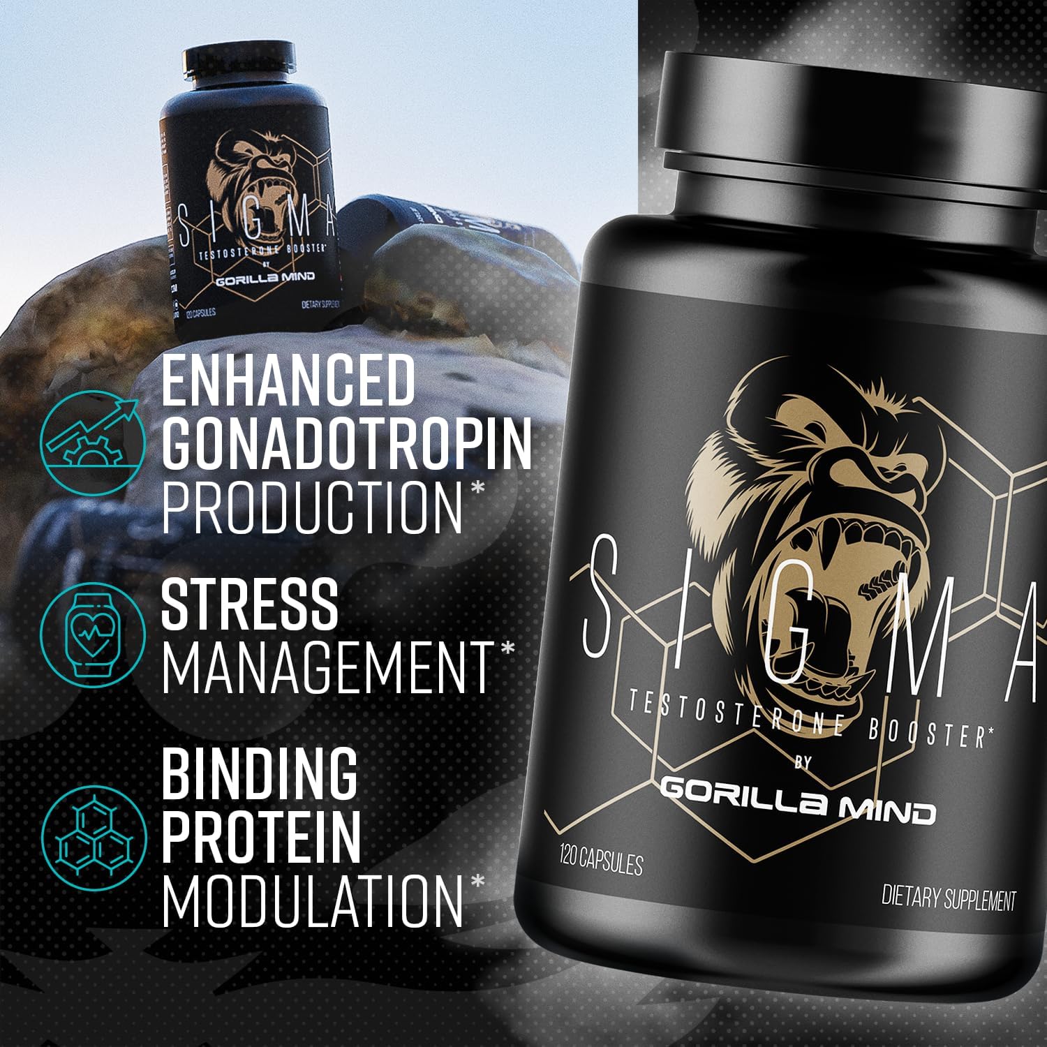 Gorilla Mind Sigma Testosterone Booster (120 Capsules) Gorilla Mind Sigma Testosterone Booster (120 Capsules)